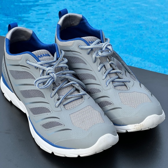 SIMMS Men's 12 Challenger Air Vent Sneaker Shoe Fishing Boating Gray White Blue - Picture 1 of 15